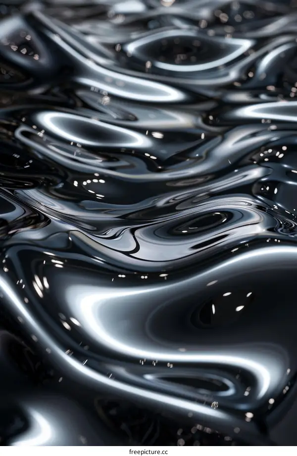 Surreal Liquid Surface with Shimmering Bubbles