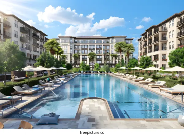 Luxury Apartment Building with Swimming Pool