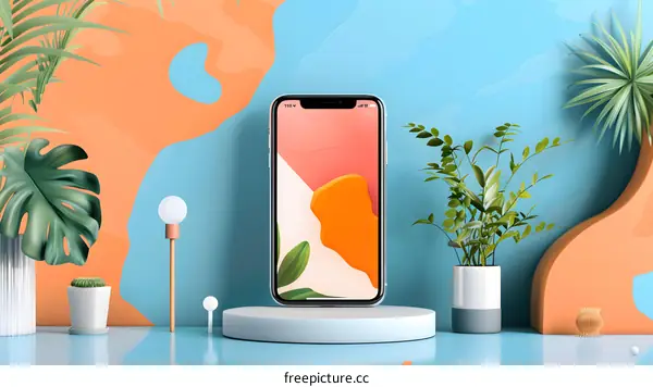 Minimalist Phone Mockup with Abstract Background