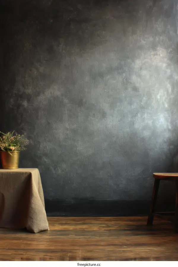 Empty Dark Grey Painted Wall Studio Background