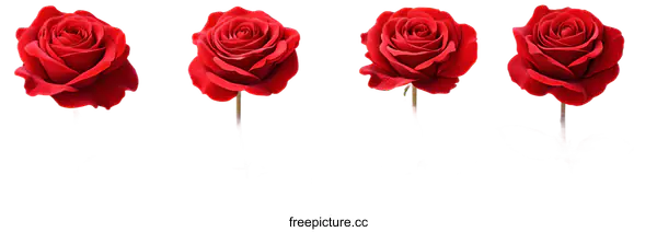 [Transparent Background PNG]Three Beautiful Red Roses Isolated on White Background