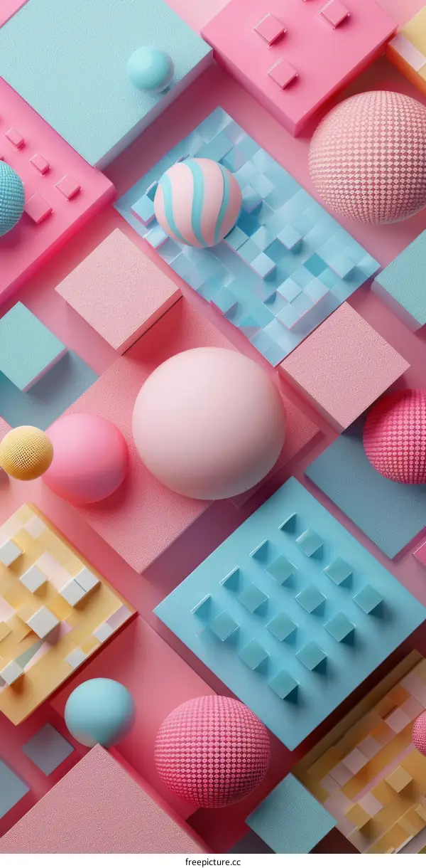 3D rendering of colorful geometric shapes