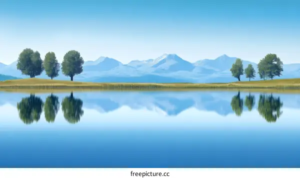 Peaceful Lakeside Scenery with Mountain Reflection