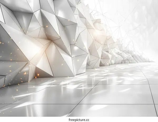 White Polygonal Tunnel: Futuristic Architecture