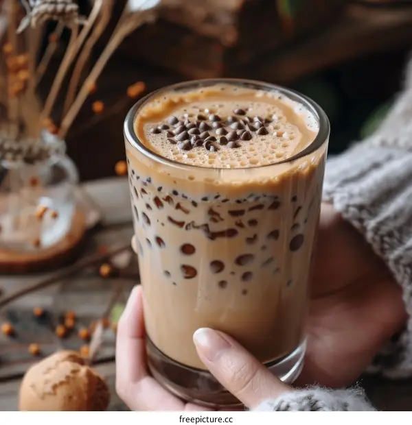 Iced coffee with chocolate sprinkles