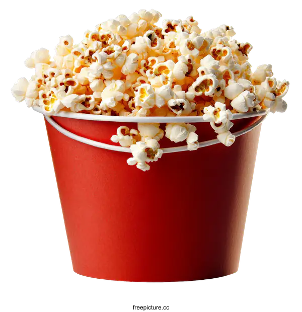 [Transparent Background PNG]Popcorn in a Red Bucket