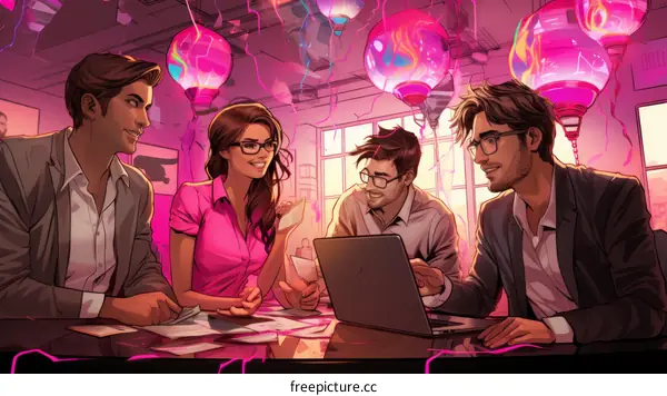Illustration of a group of people in a meeting