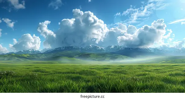 Stunning Mountain Meadow Landscape Illustration