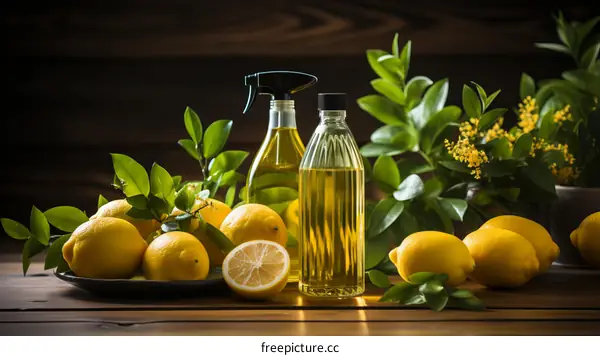 Natural cleaning products with lemons