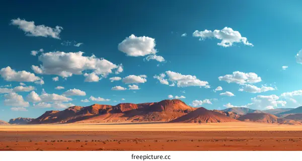 Desert landscape with blue sky and clouds