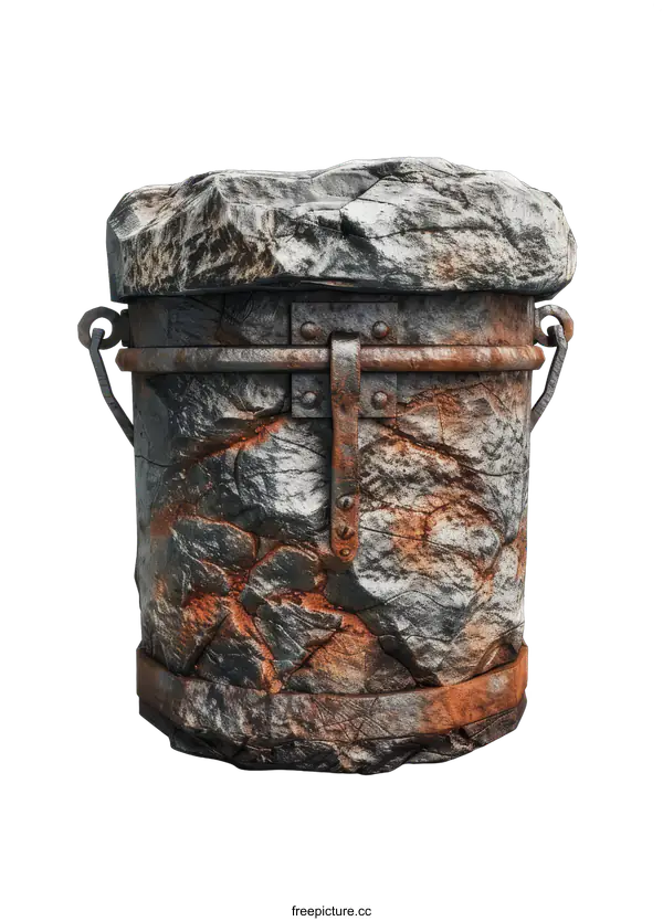 [Transparent Background PNG]Ancient Stone and Metal Container