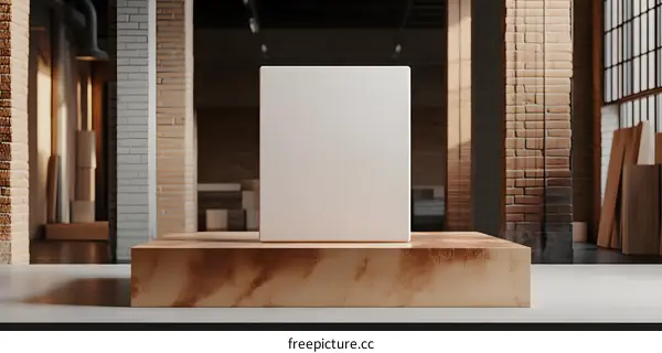 Blank Canvas on Wooden Platform in Loft Interior