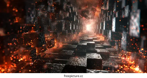 Futuristic Sci-Fi Tunnel Blazing With Neon Light