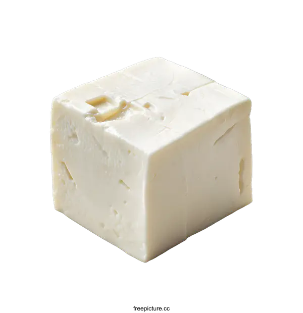 [Transparent Background PNG]A cube of white cheese