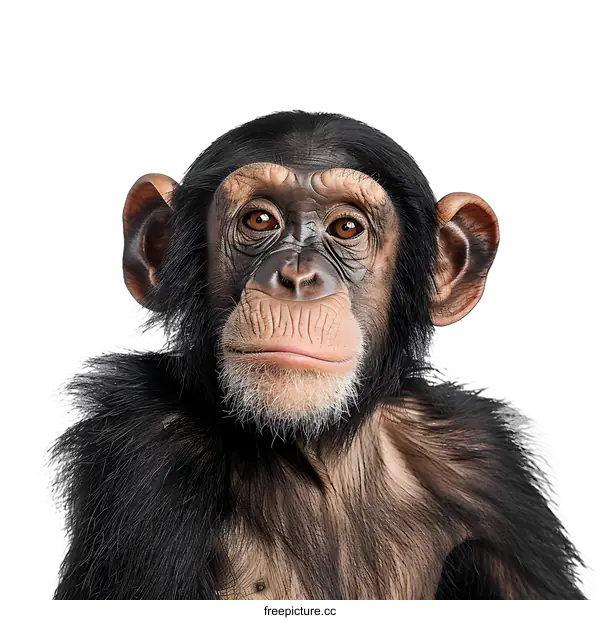 [Transparent Background PNG]Chimpanzee Portrait on White Background