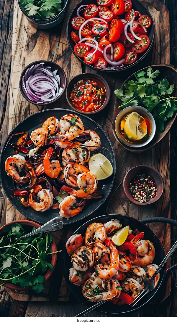 Grilled Shrimp with Fresh Herbs and Tomato Salad
