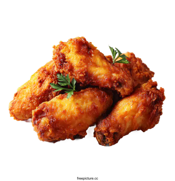[Transparent Background PNG]Crispy Fried Chicken Wings Close-up