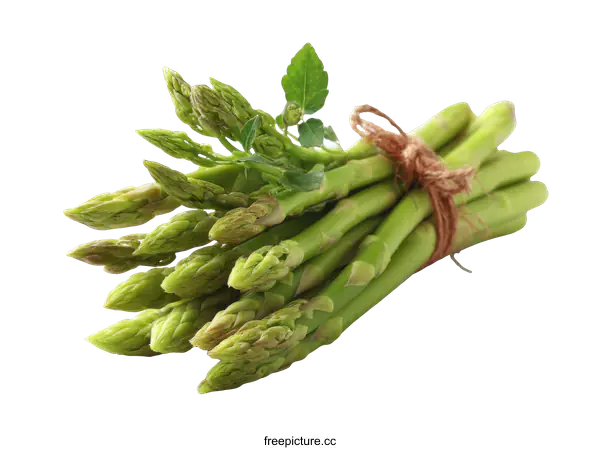 [Transparent Background PNG]Fresh Asparagus Bunch on White Background