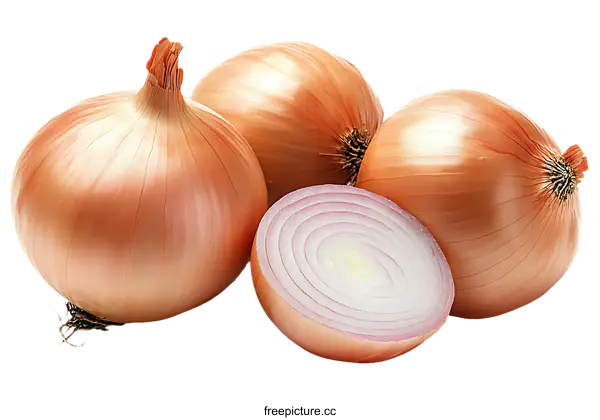 [Transparent Background PNG]Fresh Onions and Onion Slice