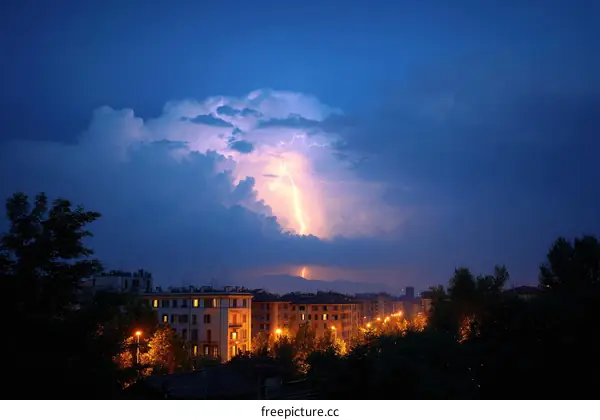 Night City Storm with Lightning