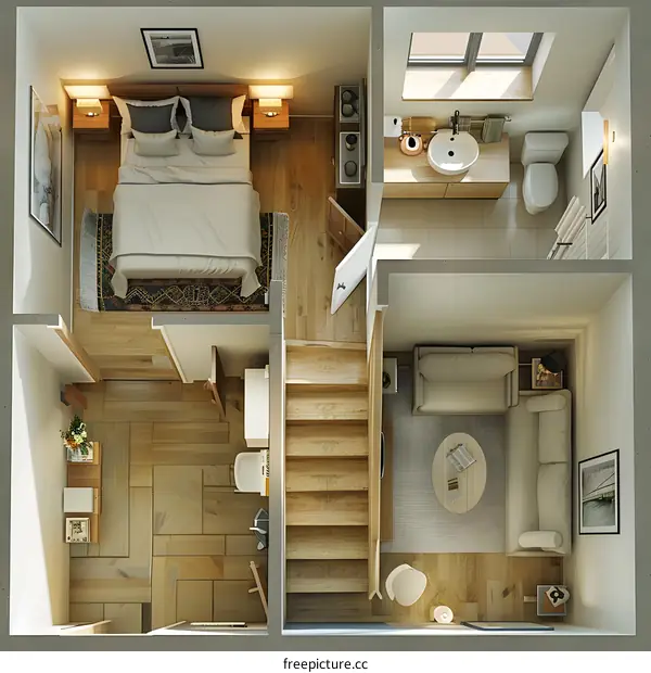 Top view of a small modern house