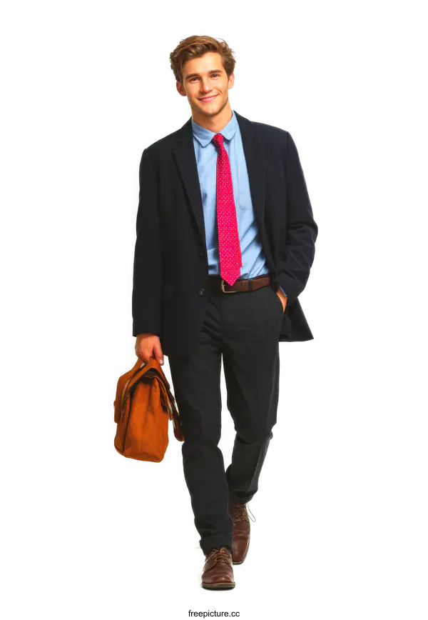 [Transparent Background PNG]Businessman in Formal Wear with Briefcase