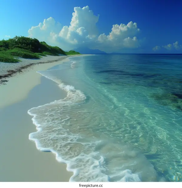 Beautiful beach with white sand and crystal clear water