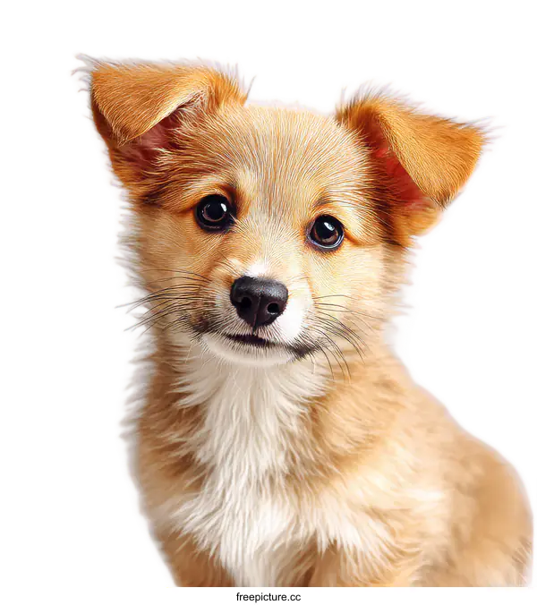 [Transparent Background PNG]Adorable Puppy Portrait Against a Light Grey Background