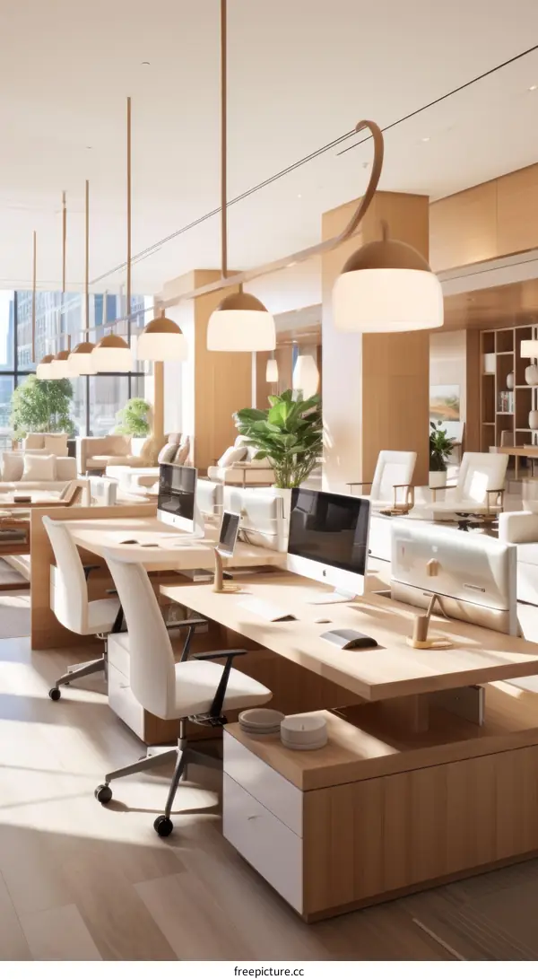 Workstations in a modern office