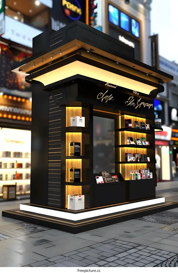 Black and Gold Coffee Shop Kiosk Design