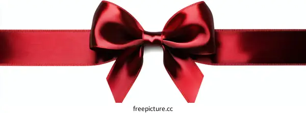 Red Satin Ribbon Bow on White Background