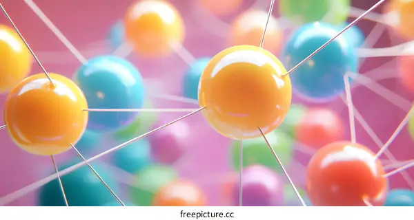 Abstract Colorful Spheres Connected by Lines