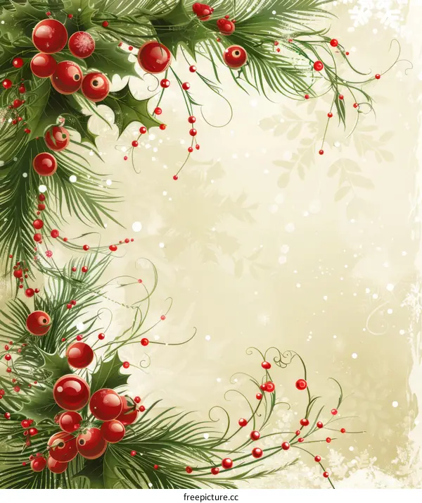 Christmas Plants and Flowers on Background