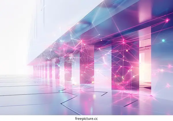 Digital Network Background with Glowing Plexus and Data Connection