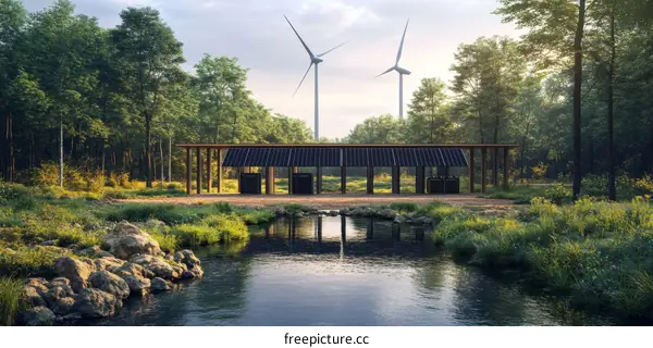 Peaceful Forest Pavilion by the Stream