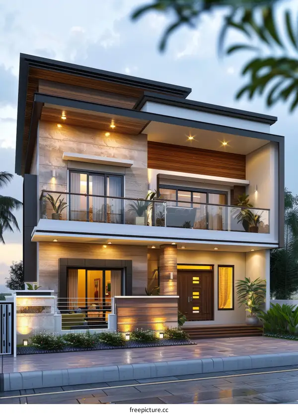 Modern House Exterior Design with Lighting