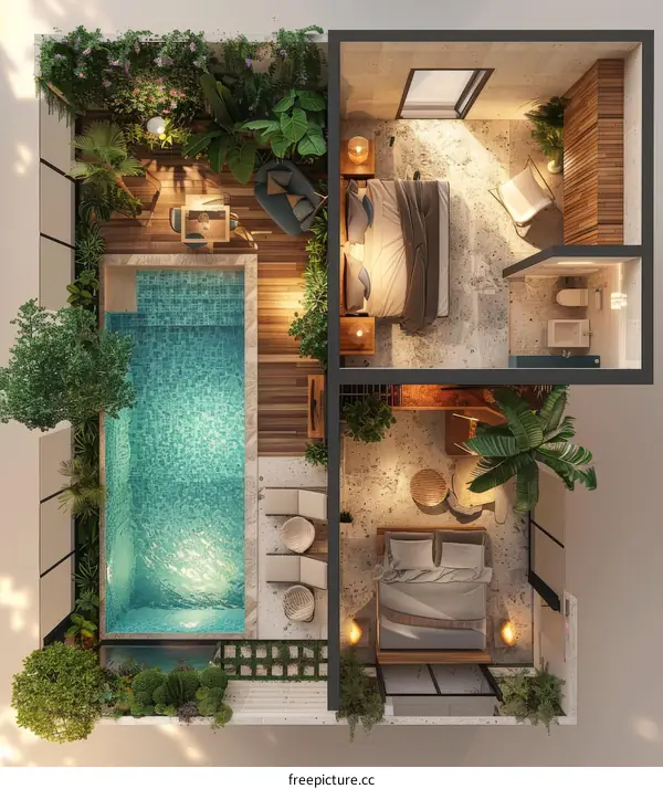 Rooftop Pool Apartment Floor Plan Design