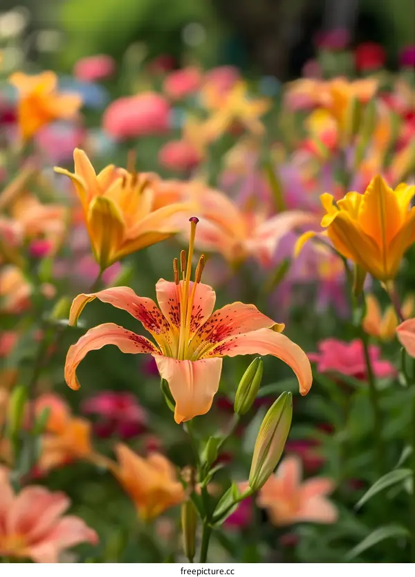 Close Up Of A  Pink And Yellow Lily In Bloom