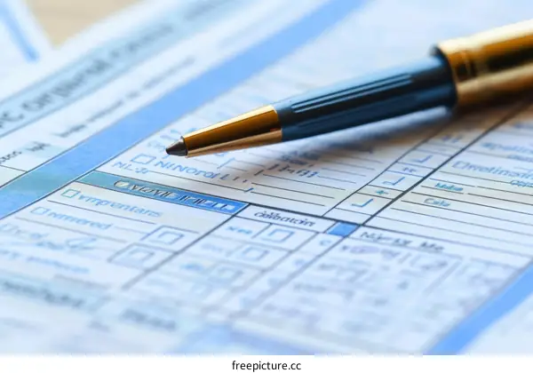 Close-up of a pen on top of an application form