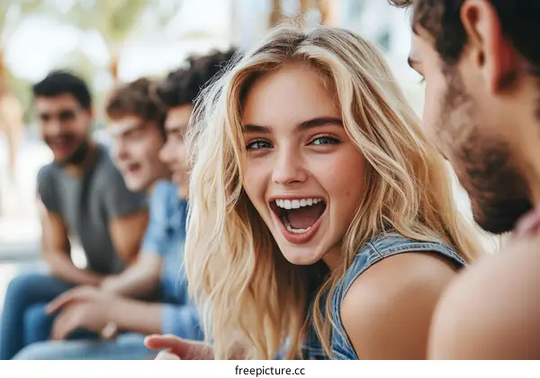 Group of Friends Laughing Outdoors