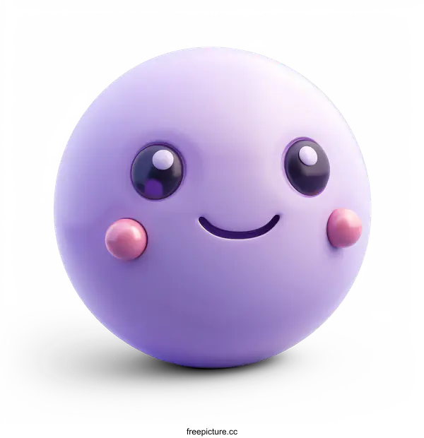 [Transparent Background PNG]Purple 3D Cartoon Smiley Face with Blushing Cheeks