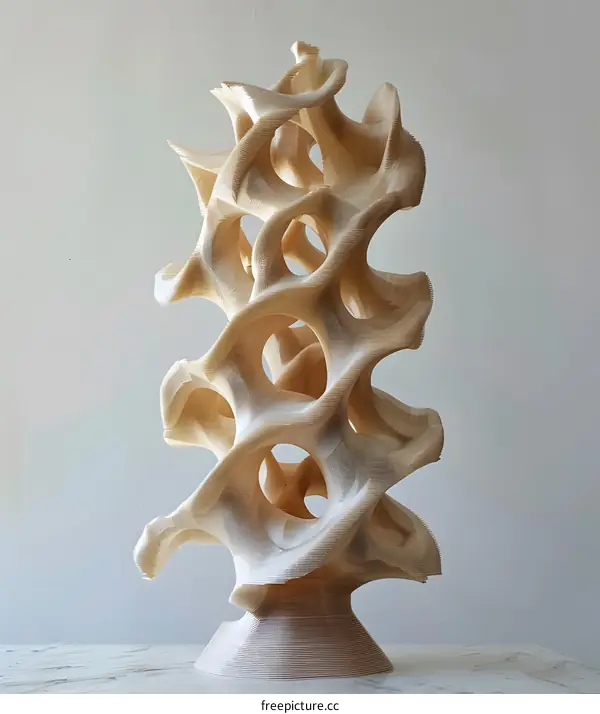 Abstract Paper Sculpture with Swirling Pattern