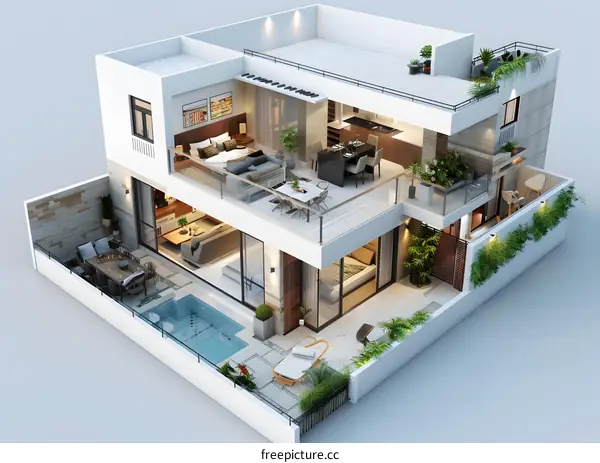 Modern house exterior and interior design