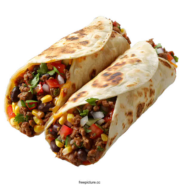 [Transparent Background PNG]Two beef and bean burritos