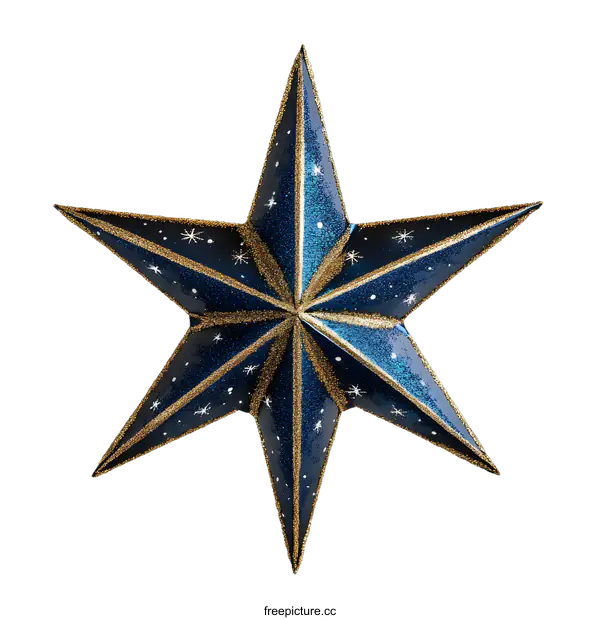 [Transparent Background PNG]Blue and Gold Glitter Star Ornament