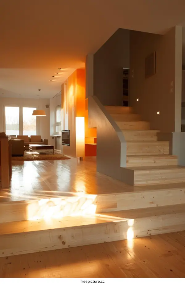 Bright and Airy Staircase and Living Room