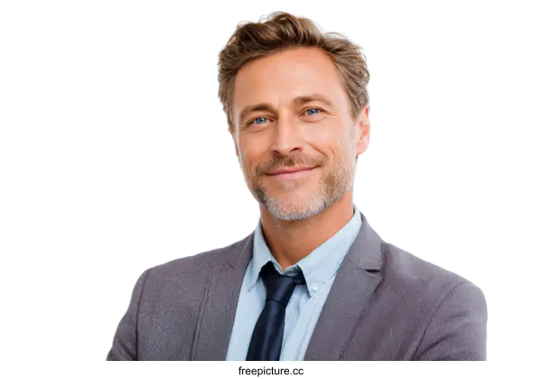 [Transparent Background PNG]Confident Business Man Portrait