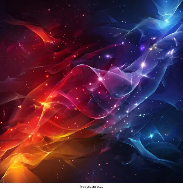 Crimson and Azure Nebula: Cosmic Tapestry