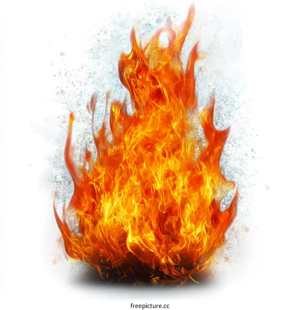 Fiery Flames against a White Background