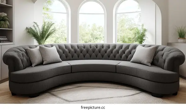 Modern Curved Sectional Sofa in Living Room